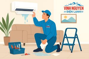 Sửa máy lạnh chảy nước 15 phút xong ngay sửa máy lạnh chảy nước uy tín